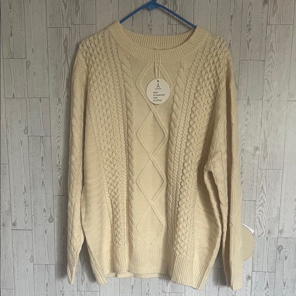 Elegant Cream Cable Knit Sweater